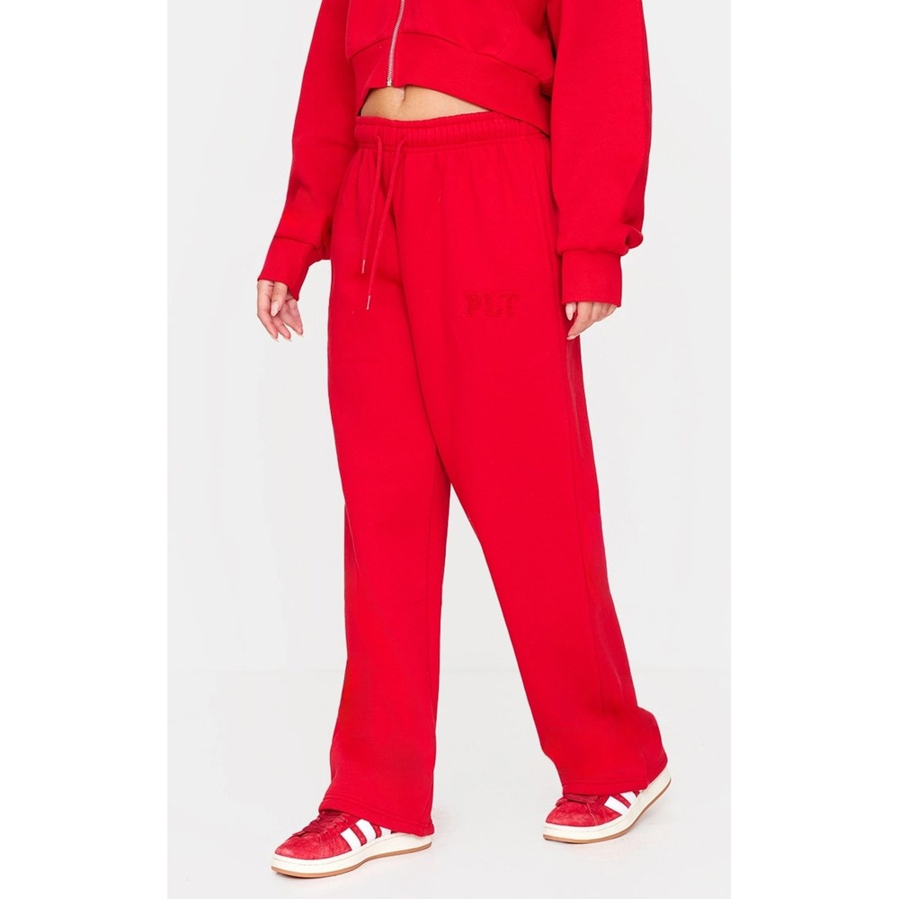 PrettyLittleThing Plus Red Borg Graphic Wide Leg Joggers Size 14-16 NWT